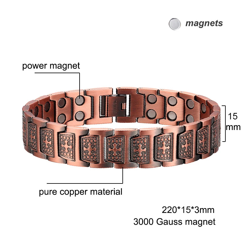 Metal Healing Magnetic Cross Wristband for Men