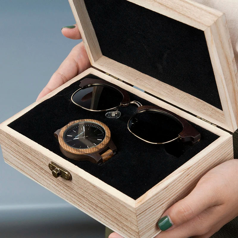 Men's Wooden Watch & Sunglasses Set