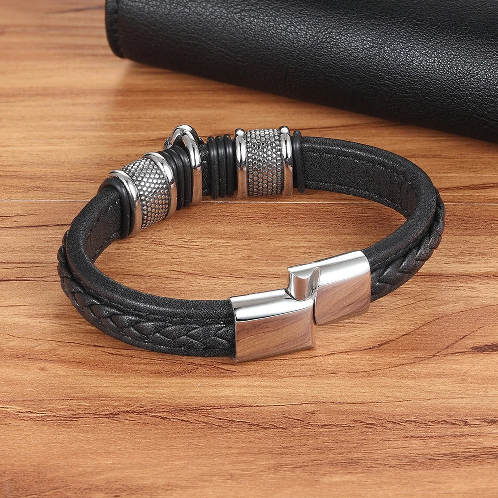 Leather Buddha Head Bracelet for Men