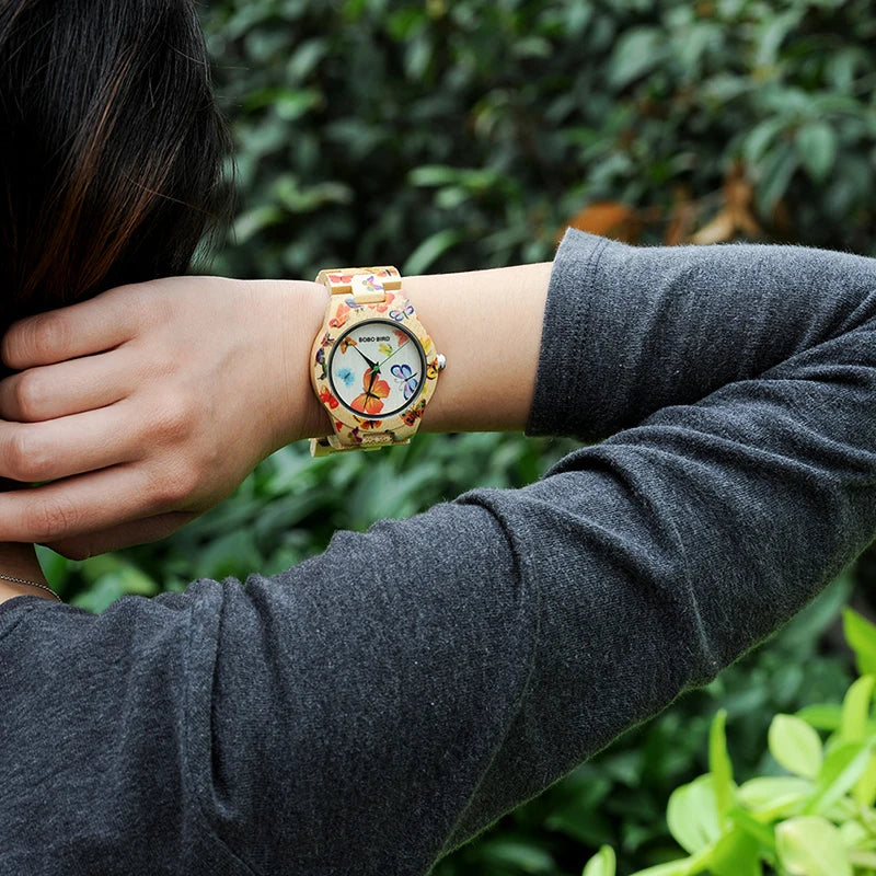 Women's Butterfly Wood Watch