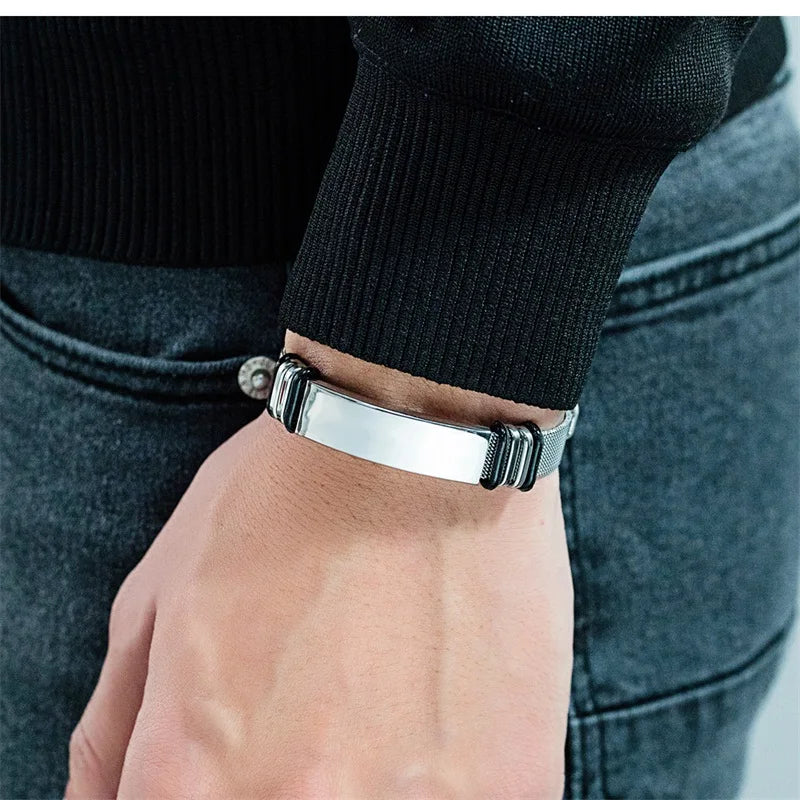 Customized Black Stainless Steel Men's Bracelet