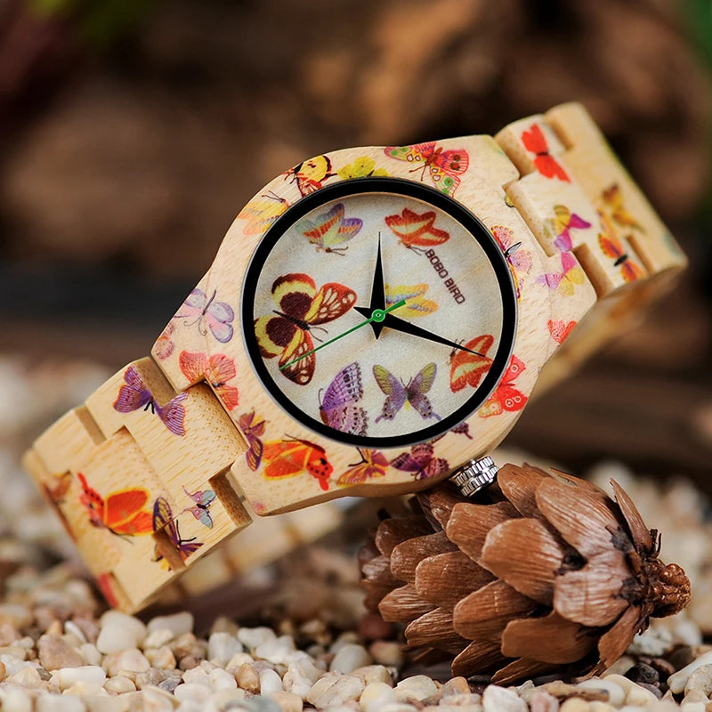 Women's Butterfly Wood Watch