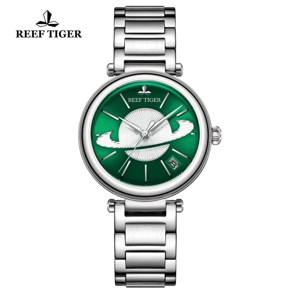 Luxury Rose Gold Green Automatic Women's Watch