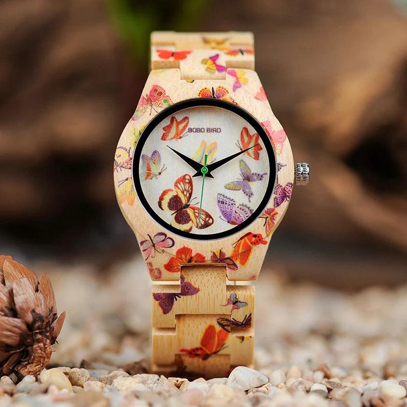Women's Butterfly Wood Watch