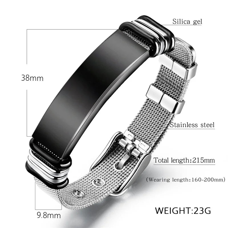Customized Black Stainless Steel Men's Bracelet