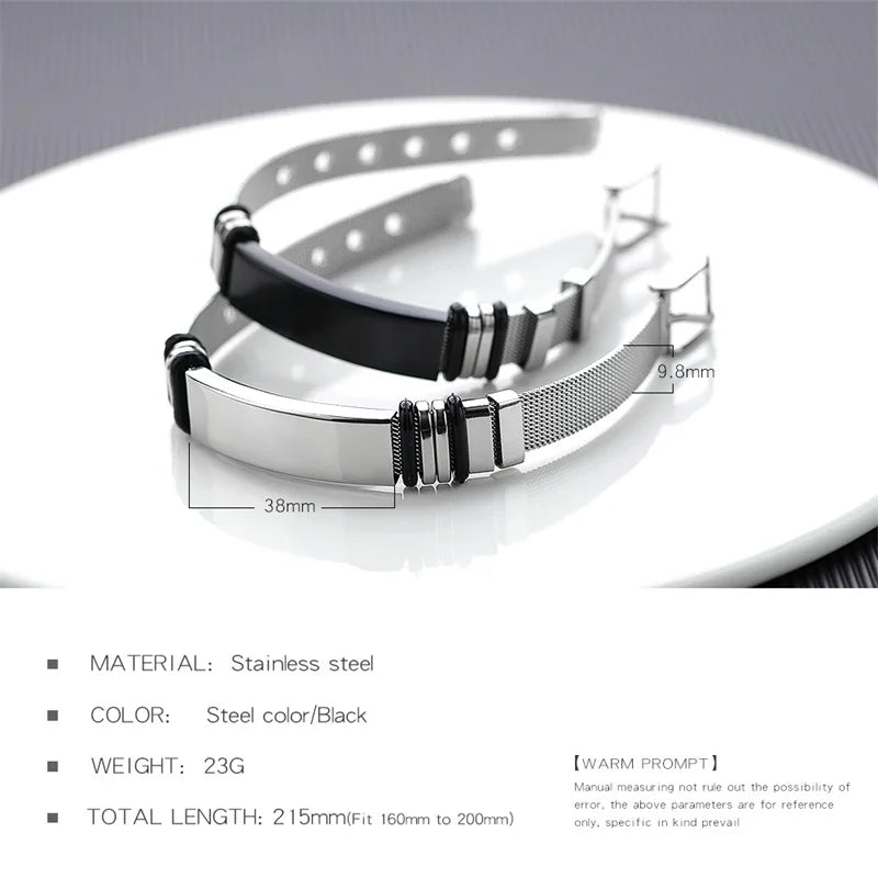 Customized Black Stainless Steel Men's Bracelet