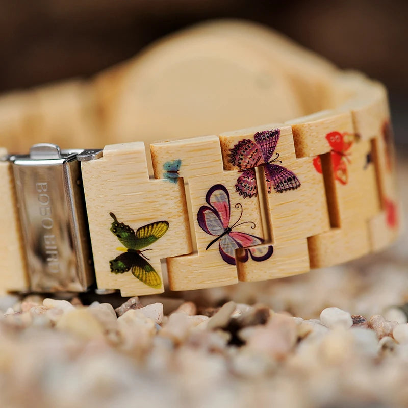 Women's Butterfly Wood Watch