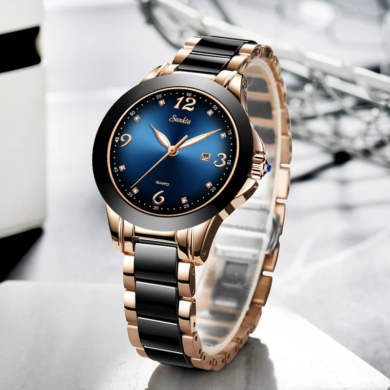 Ceramic Rhinestone Sport Quartz Watch