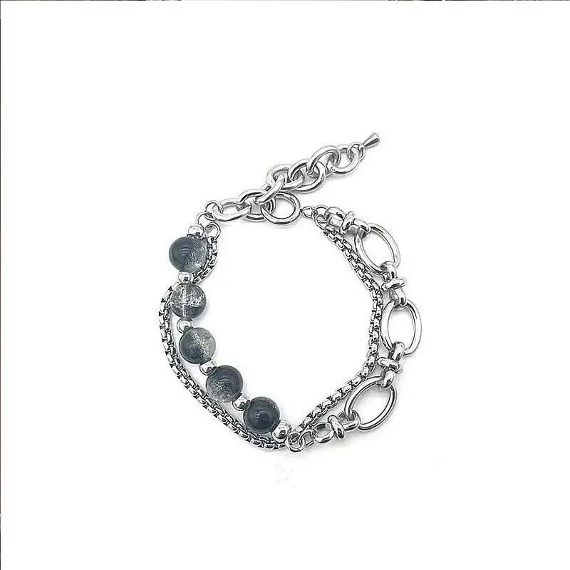 Stainless Steel Ice Cracking Bead Link Bracelet