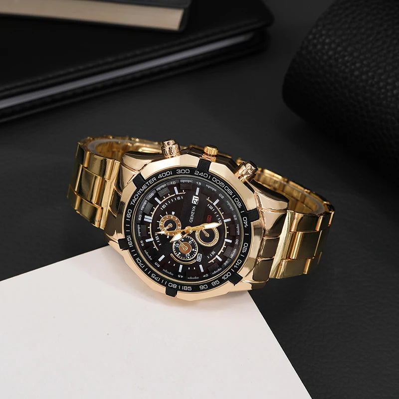 Male Casual Necklace Bracelet Wristwatch Gift