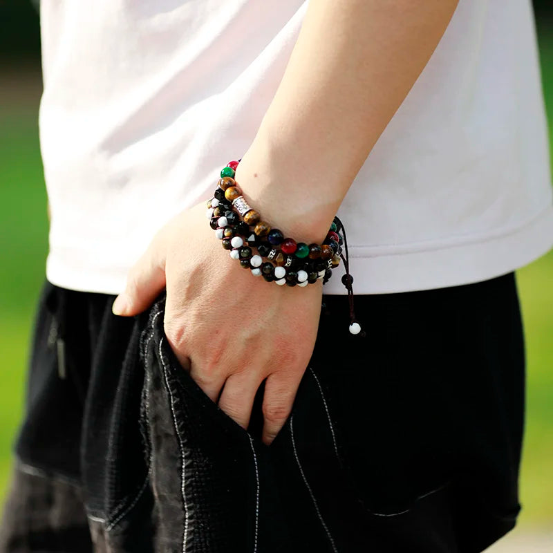 Men Natural Stone Beads Bracelet