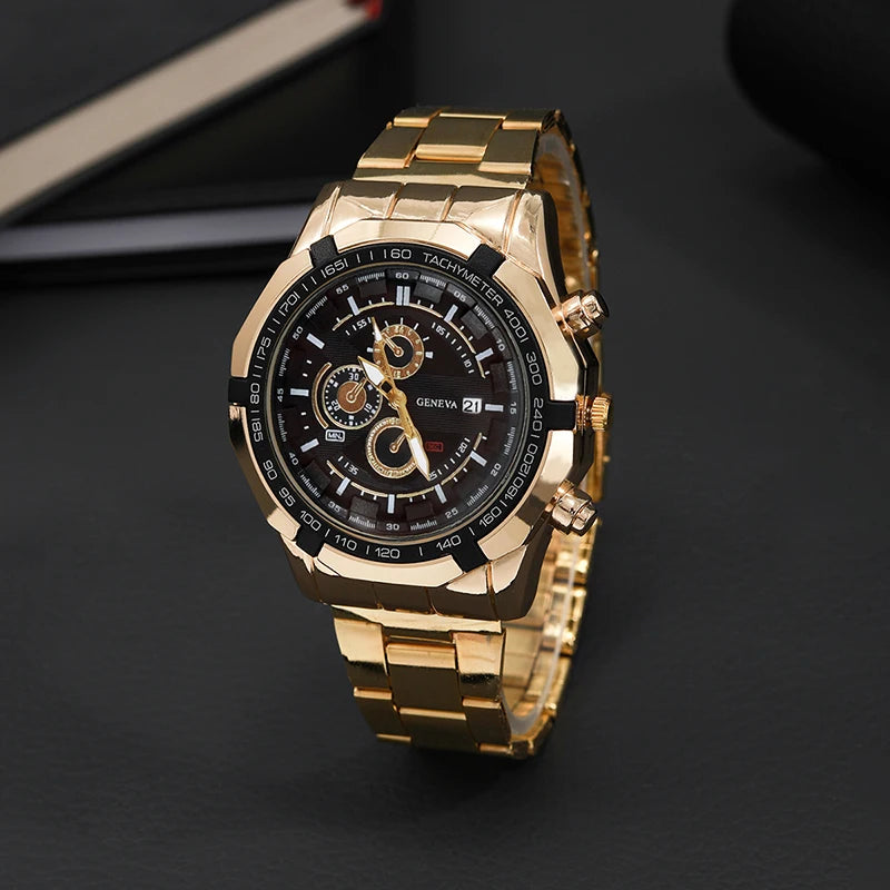 Male Casual Necklace Bracelet Wristwatch Gift