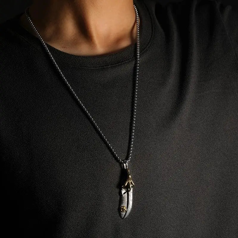 Vintage Silver Half Wing Pendant Necklace