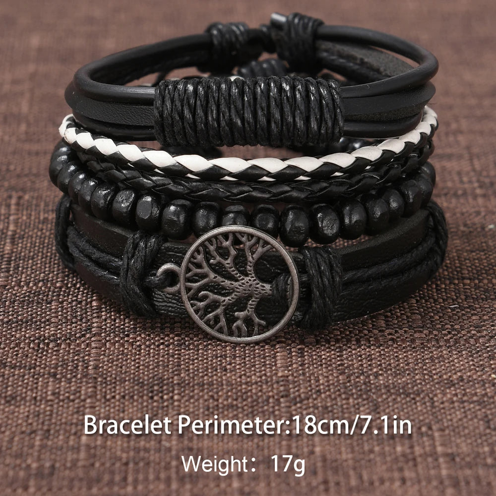 Male Casual Black Bracelet Watch Set