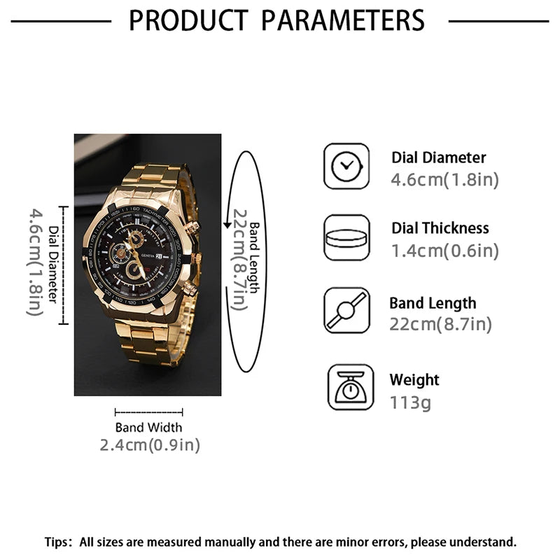 Male Casual Necklace Bracelet Wristwatch Gift