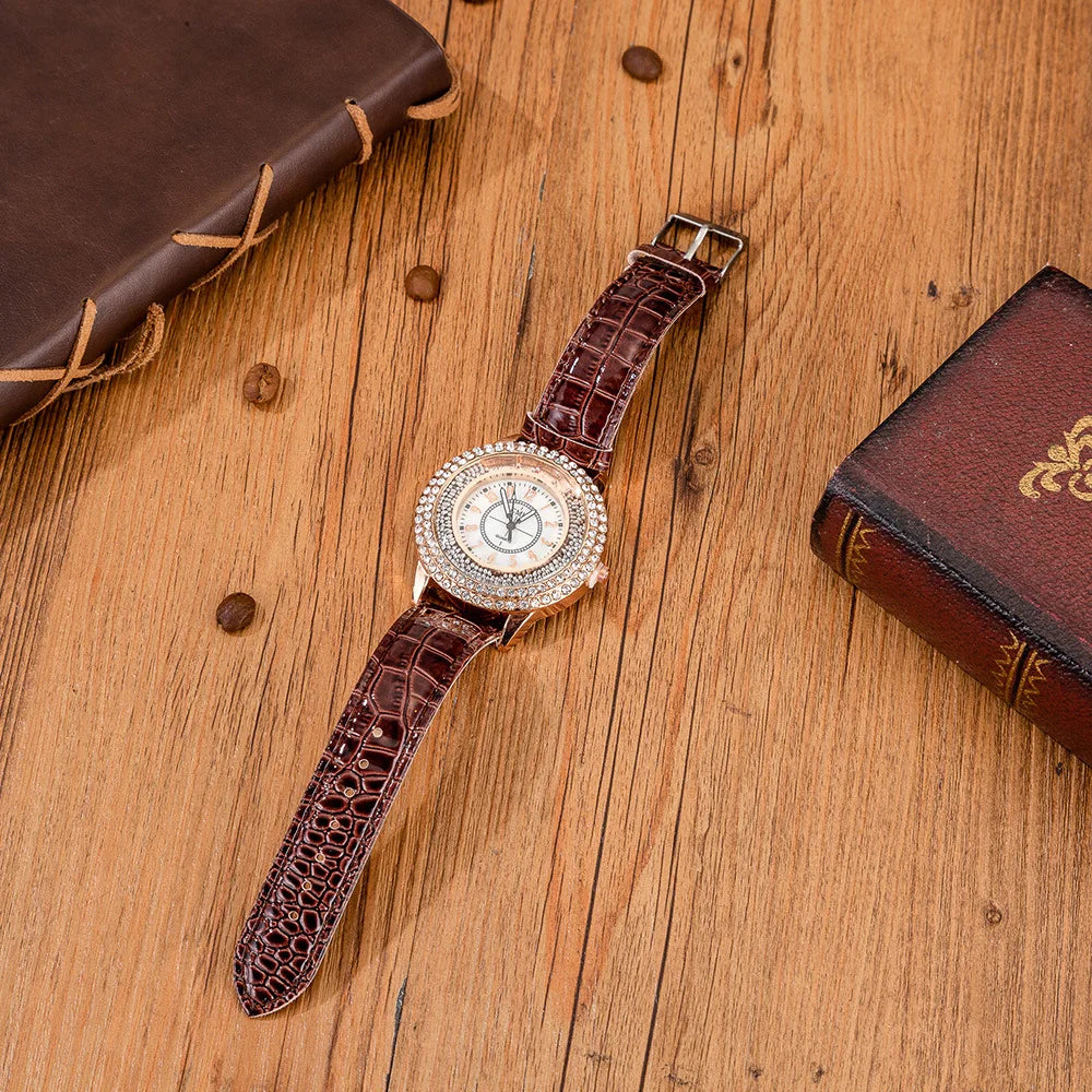 Leather Strap Bracelet Set Watch Gift Box