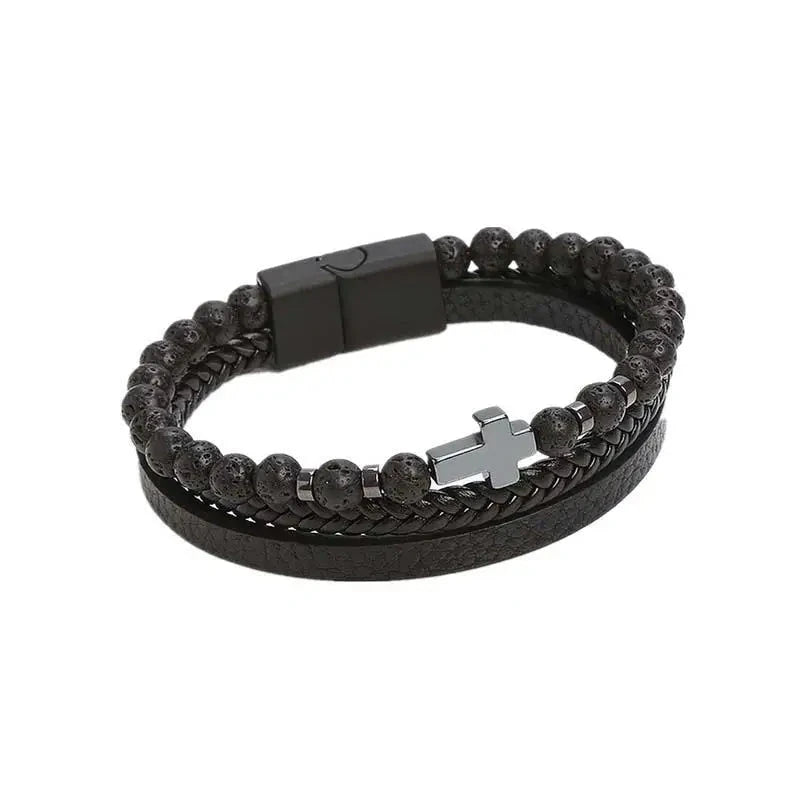 Classic Cross Leather Bracelet