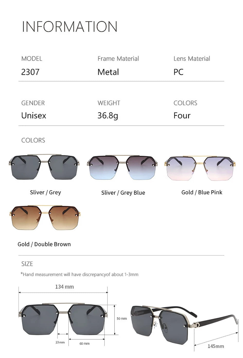 Double Bridge Square Sunglasses