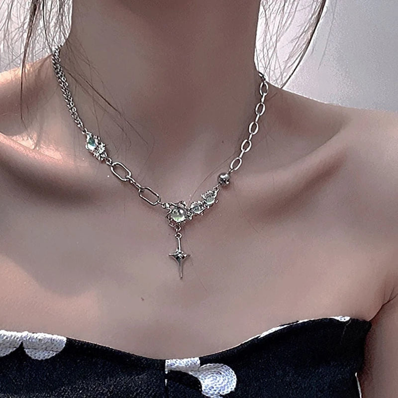 Zircon Star Beaded Choker Necklace