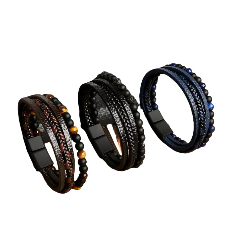 Eye Beaded Leather Bracelet