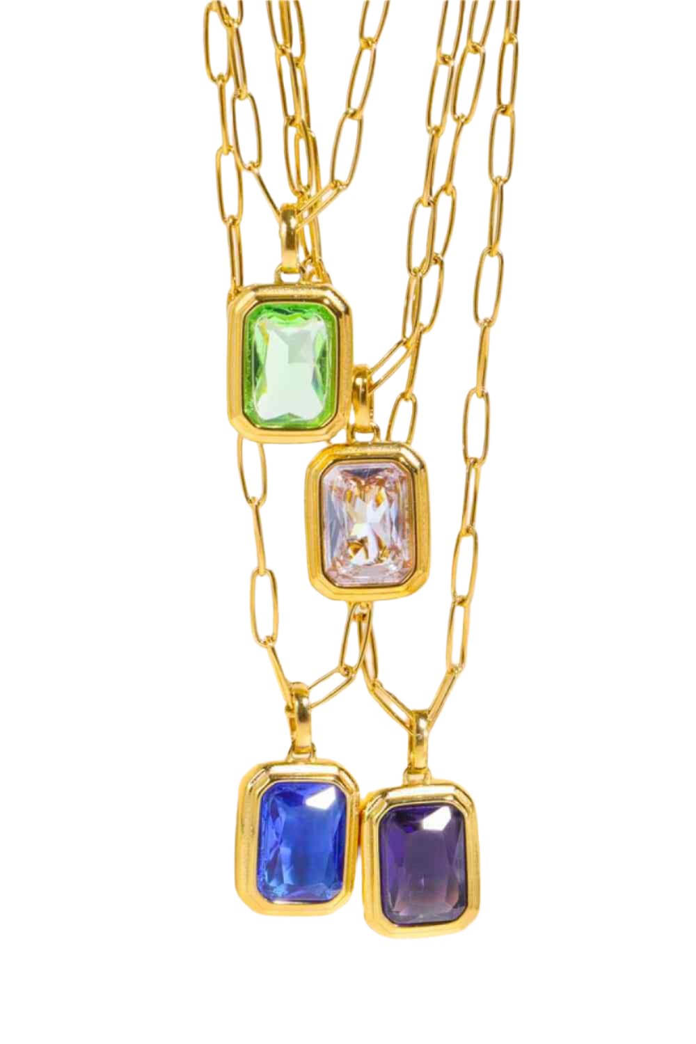 Zircon 18K Gold-Plated Geometrical Shape Pendant Necklace