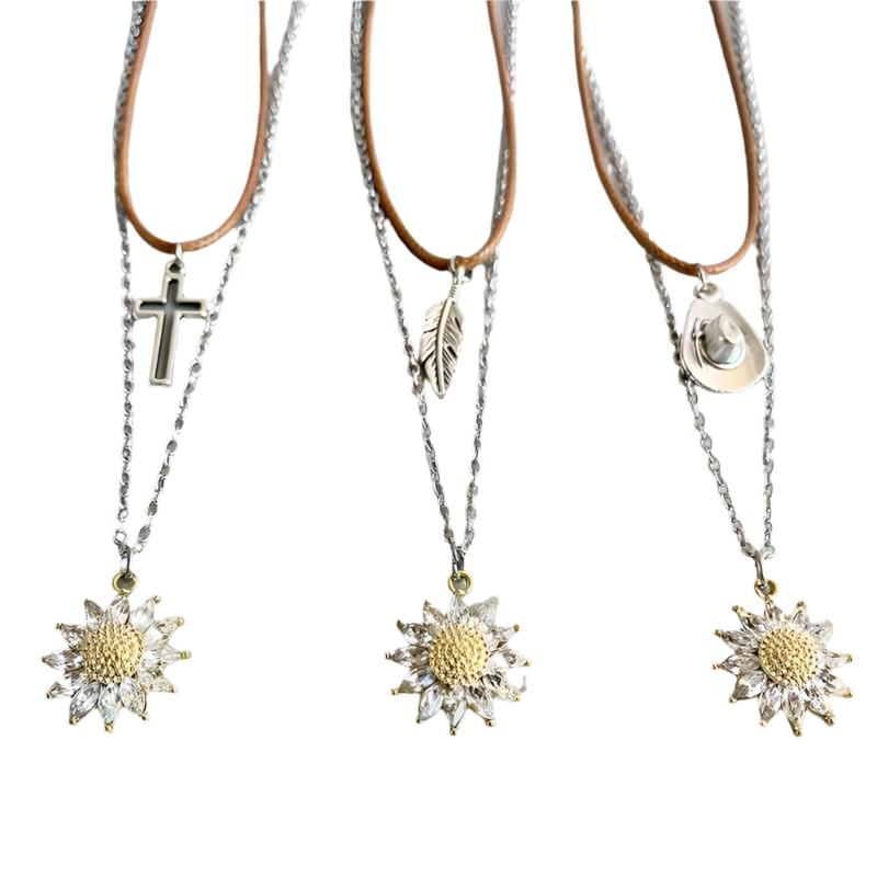 Sunflower Pendant Necklace Set