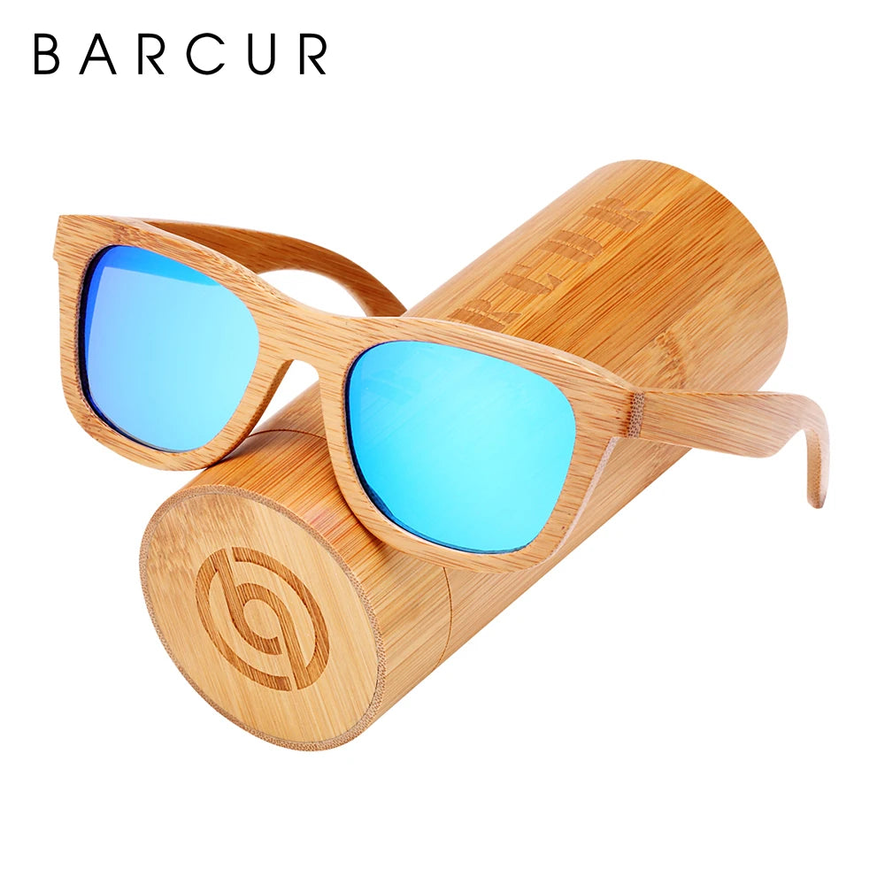 Retro Square Bamboo Polarized Sunglasses