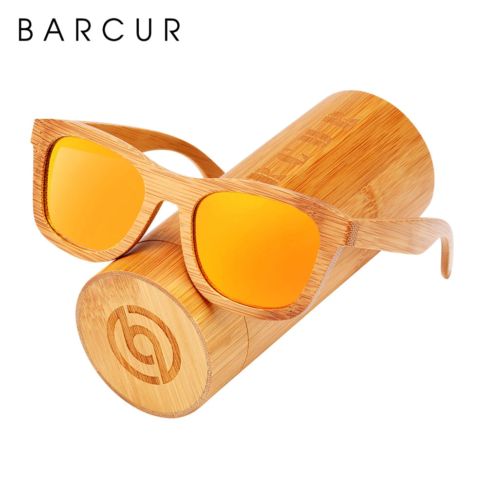 Retro Square Bamboo Polarized Sunglasses