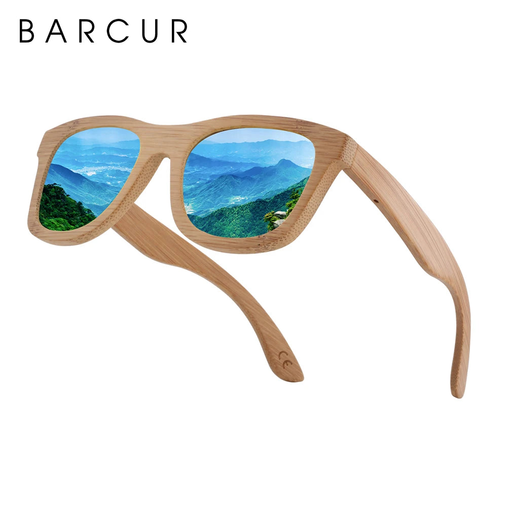 Retro Square Bamboo Polarized Sunglasses