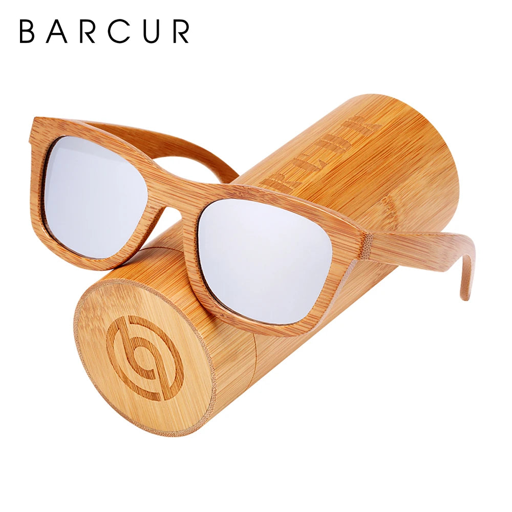 Retro Square Bamboo Polarized Sunglasses