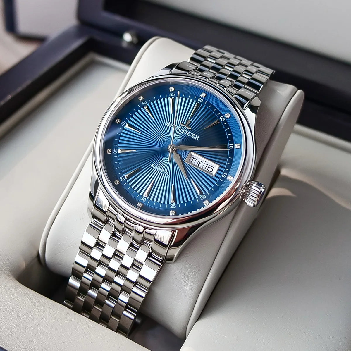 Luxury Men's Blue Dial Automatic Dress Watch