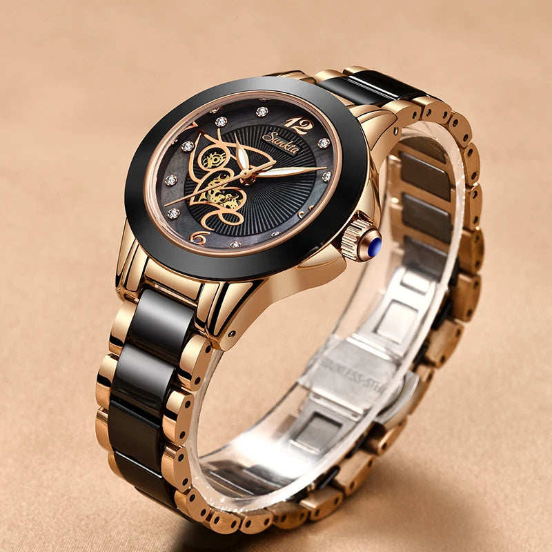 Women's Black Ceramic Diamond Watch