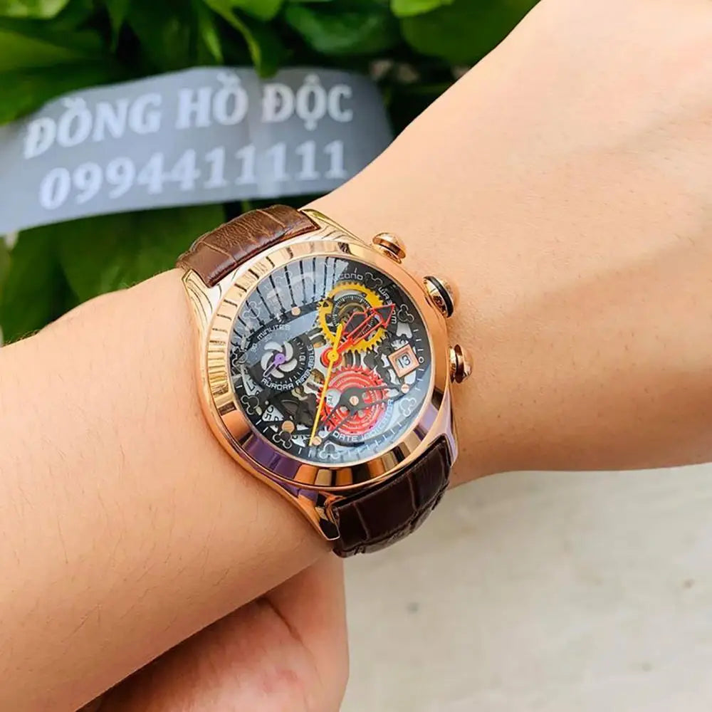 Women's Rose Gold Skeleton Watch