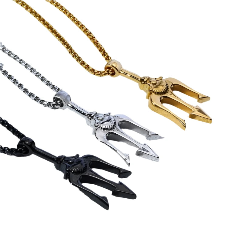 Neptune Trident Pendant Necklace for Men