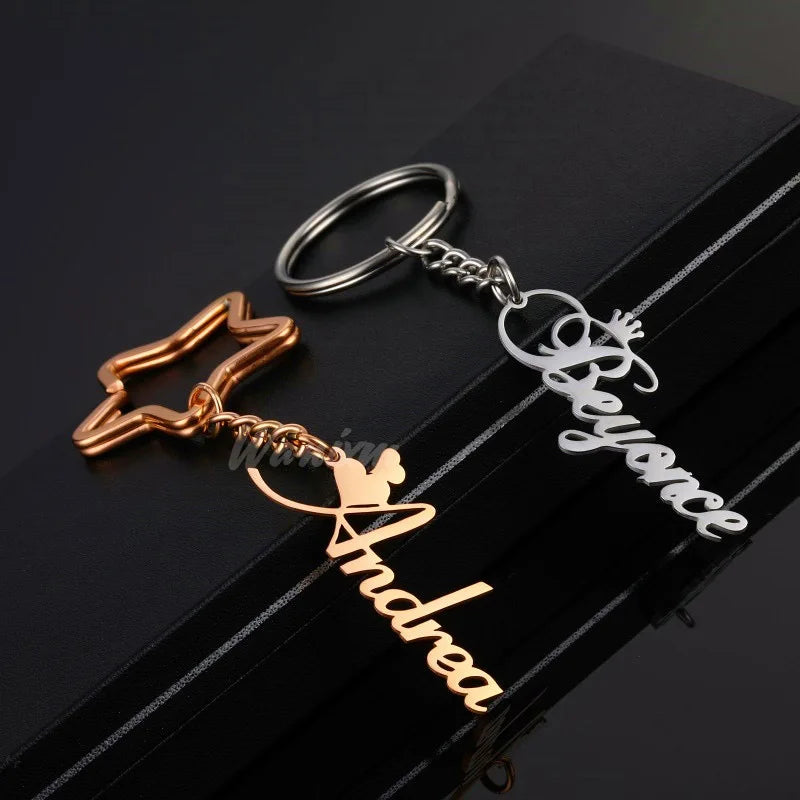 Personalize Name Keychain Custom Letters Name Alphabet Keychains Unisex Car Wallet Keyring for Women Men Jewelry Accessories