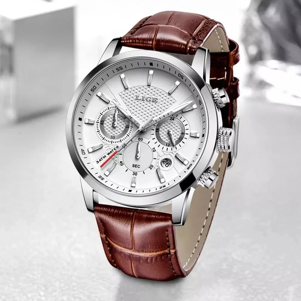 Luxury Leather Strap Quartz Men's Watch