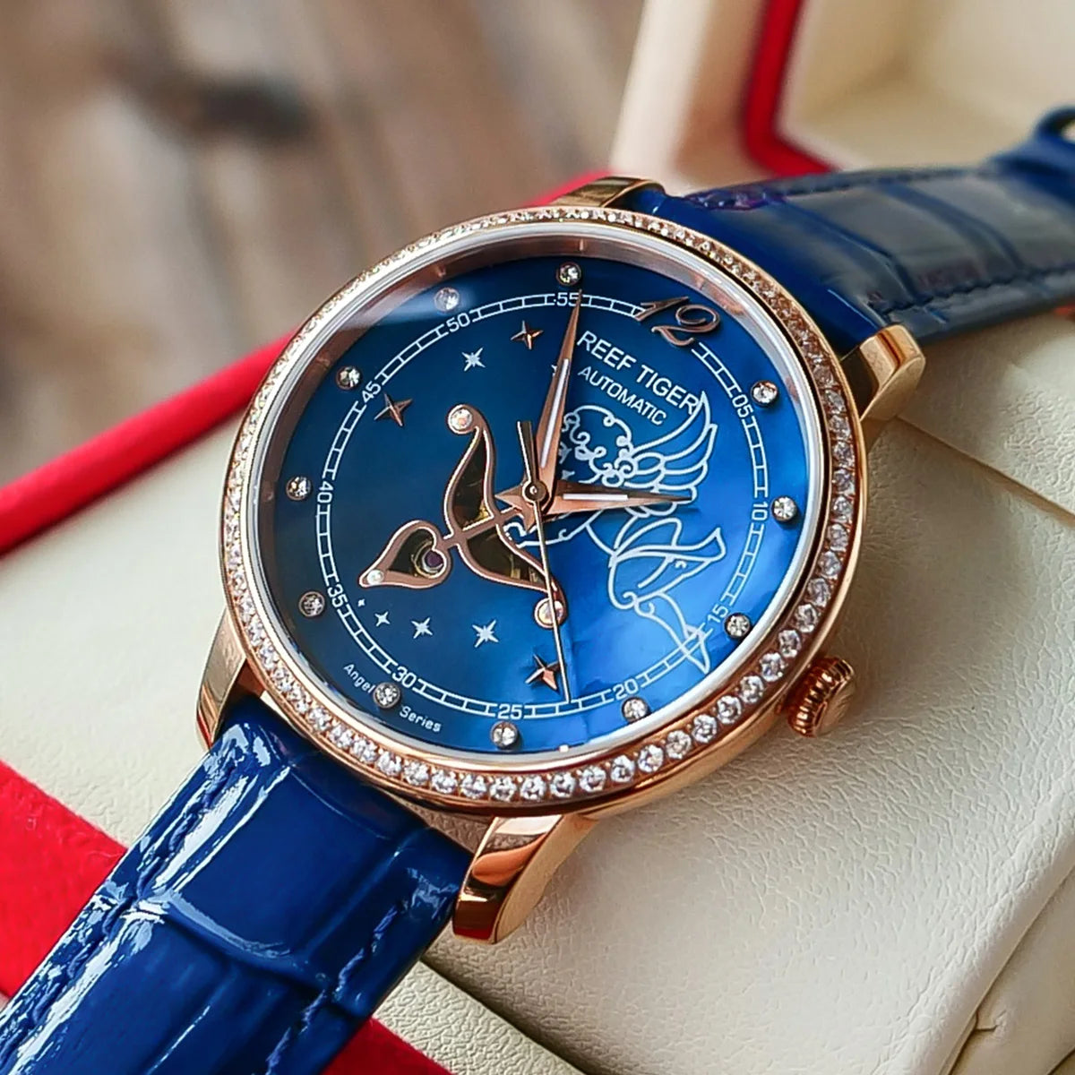 Fashion Women's Blue Dial Rose Gold Watch