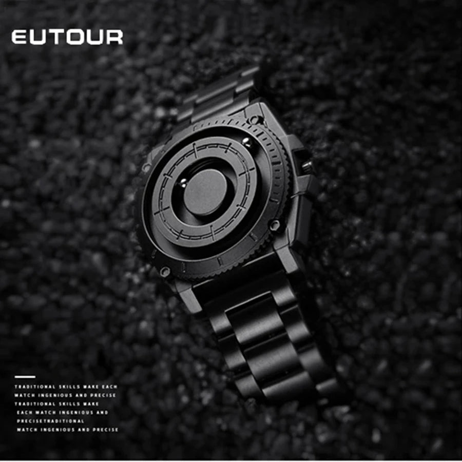 Black Metal Magnetic Watch Men's