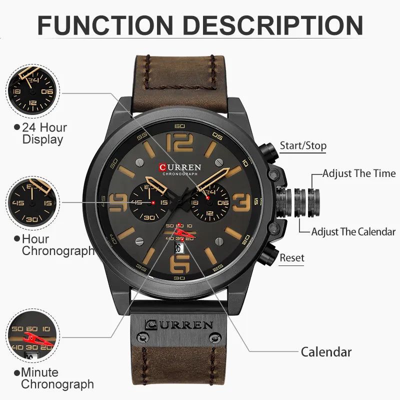 Luxury Waterproof Military Chronograph Watch