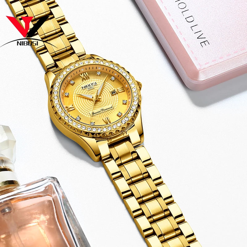 Luxury Gold Ladies Watch Stainless Steel Band Classic Bracelet watch