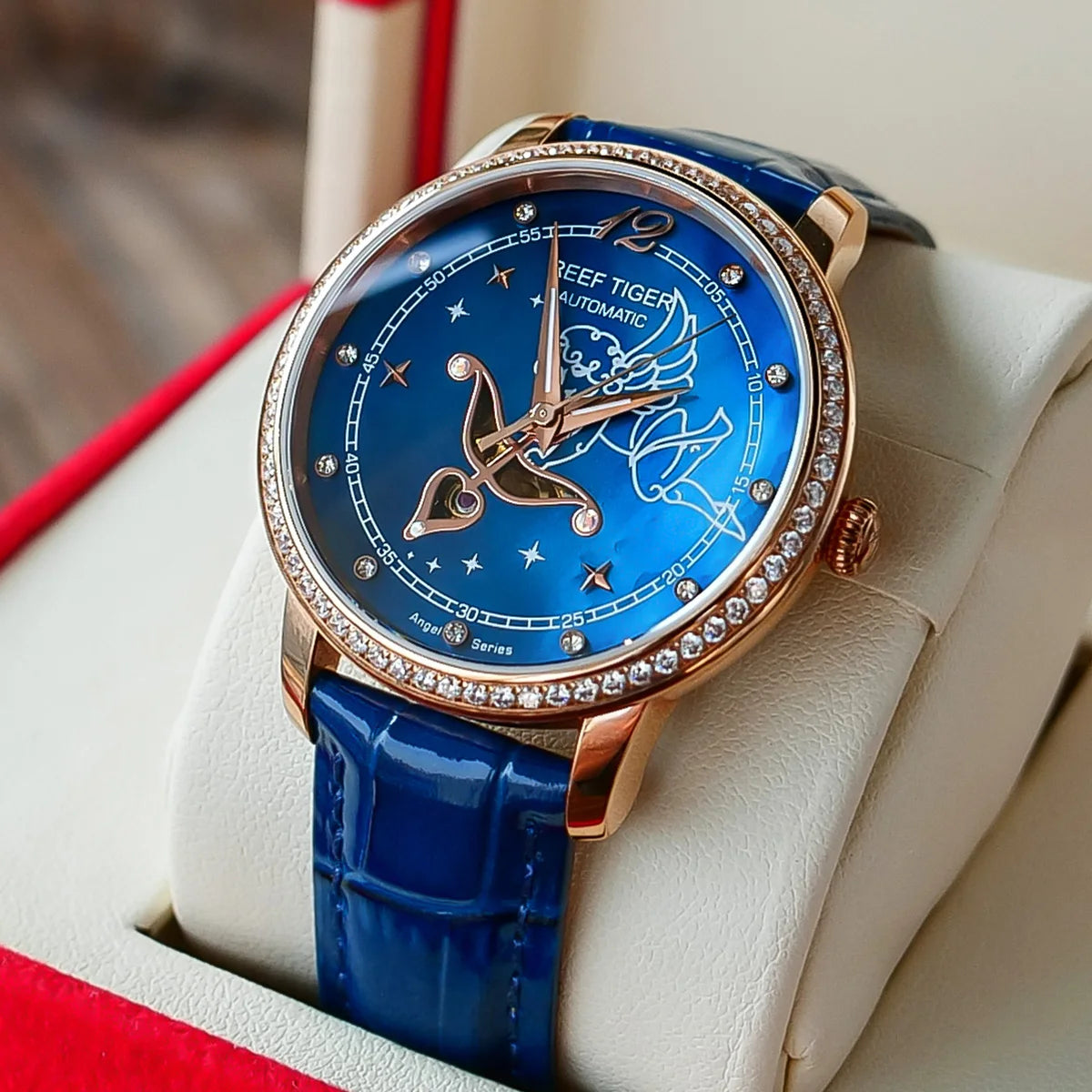 Fashion Women's Blue Dial Rose Gold Watch