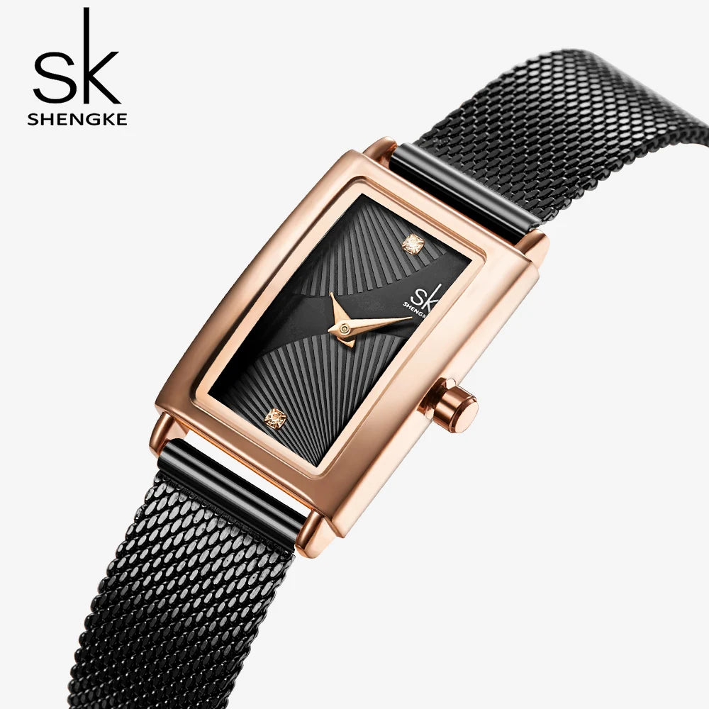 Rectangle Quartz Gold Wrist Watch