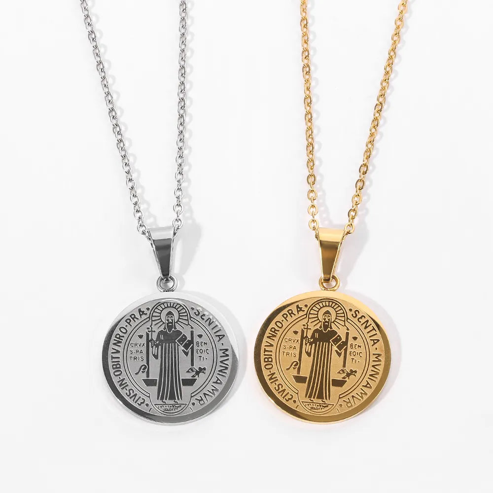 Catholic Saint Benedict Medallion Necklace for Men