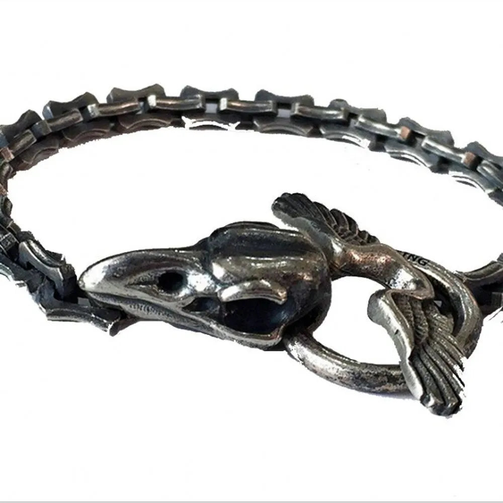 Silver Yamamoto Crow Skull Handmade Bracelet