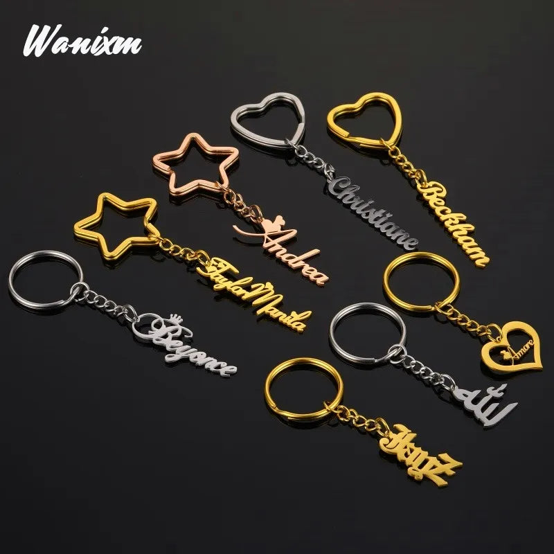 Personalize Name Keychain Custom Letters Name Alphabet Keychains Unisex Car Wallet Keyring for Women Men Jewelry Accessories