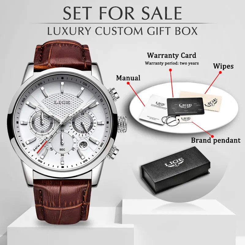 Luxury Leather Strap Quartz Men's Watch