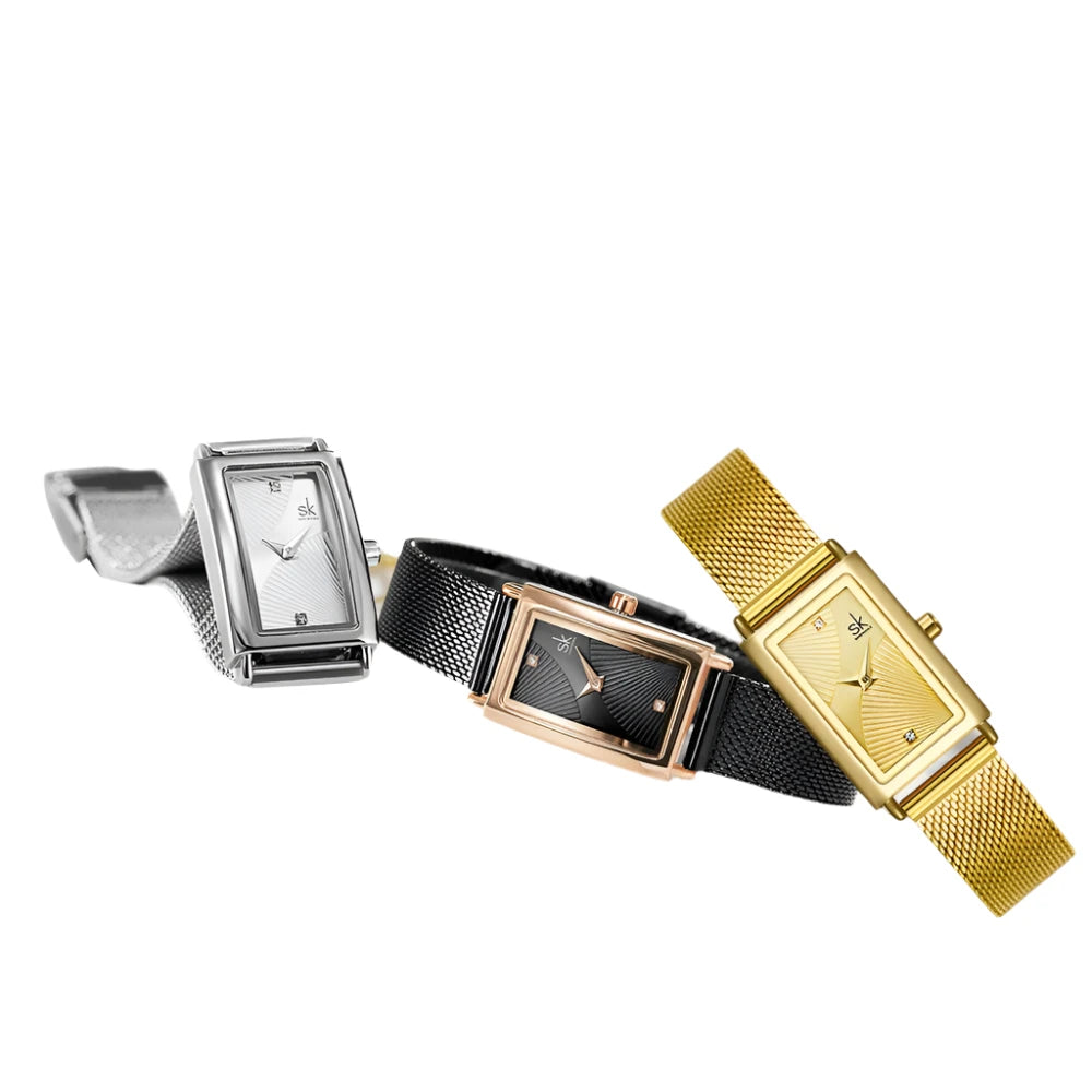 Rectangle Quartz Gold Wrist Watch