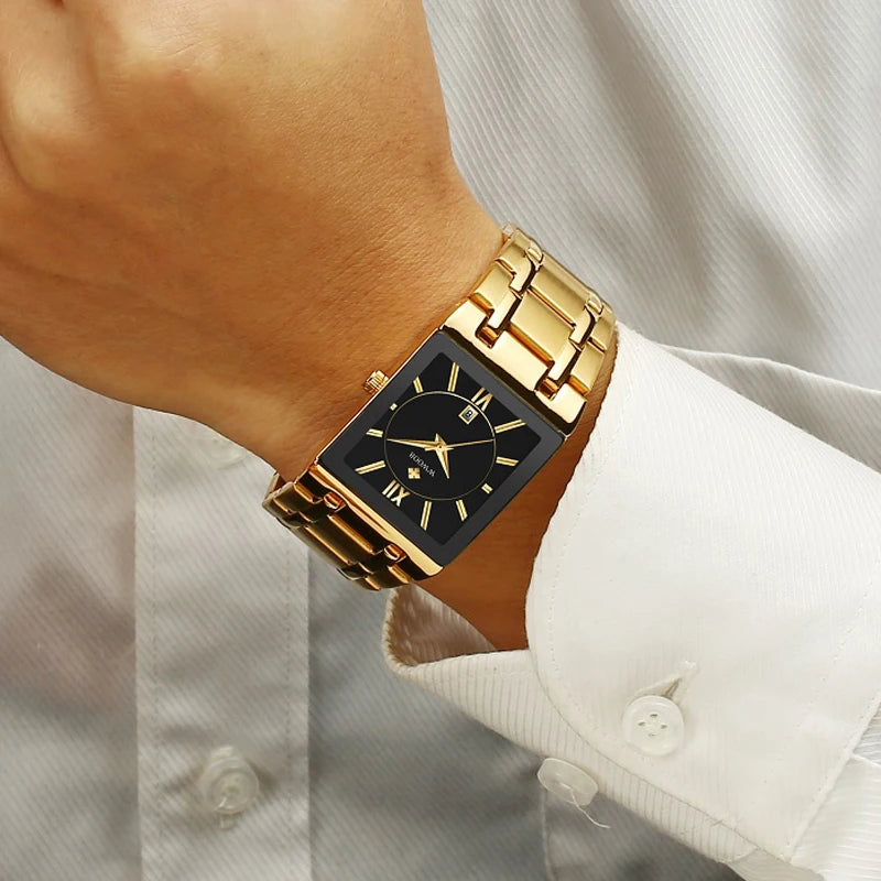 Luxury Square Gold Waterproof Men's Watch