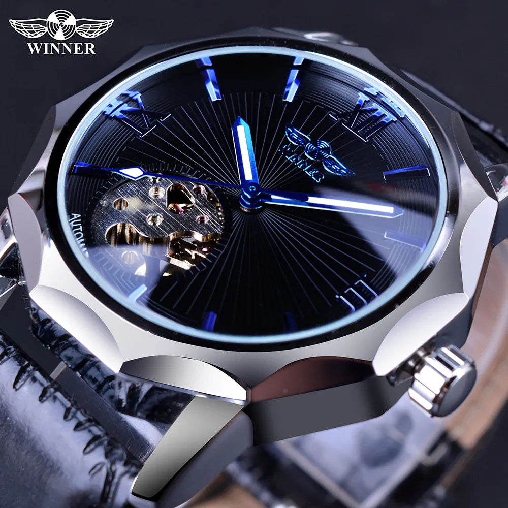 Winner Blue Ocean Skeleton Dial Men's Watch