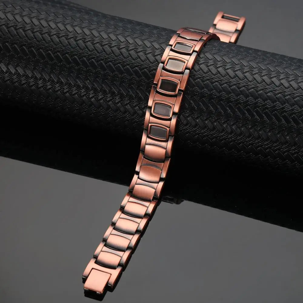 Magnetic Therapy Bracelet Health Energy Pure Copper Therapy Bangle for Arthritis Energy Stones Luxury Men Bracelet Metal Jewelry